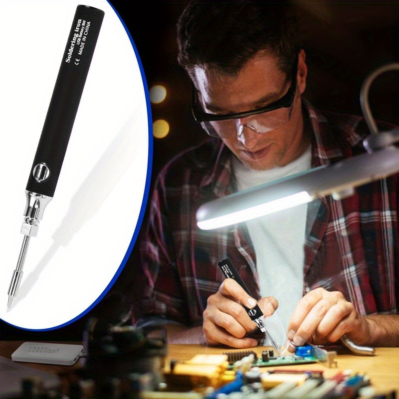portable mini usb soldering iron kit wireless 8w welding pen rechargeable battery aluminum alloy diy electronics repair tool set cordless soldering iron kit Product details 1