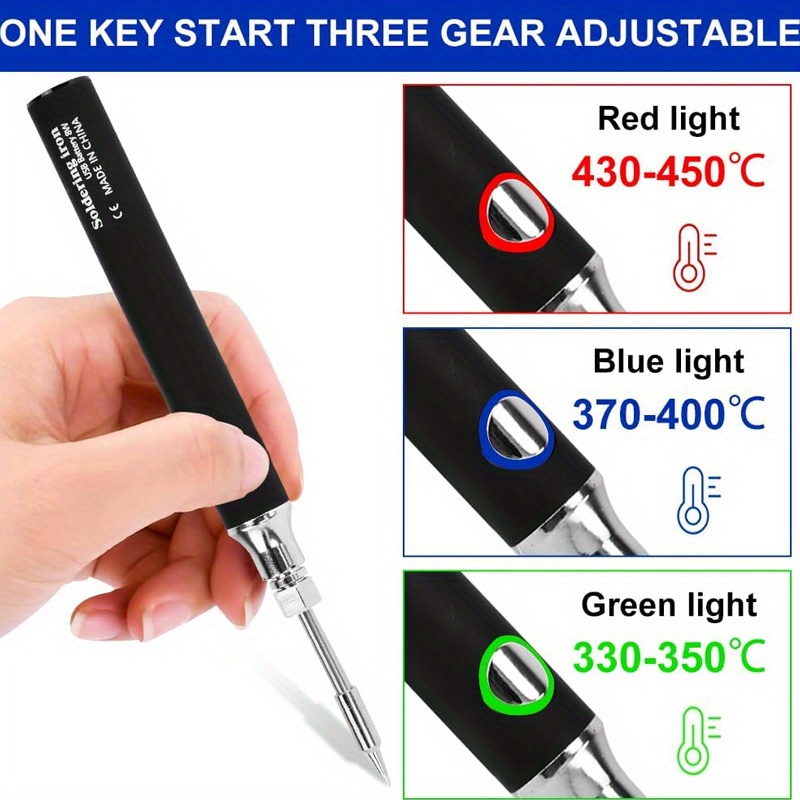 portable mini usb soldering iron kit wireless 8w welding pen rechargeable battery aluminum alloy diy electronics repair tool set cordless soldering iron kit Product details 3