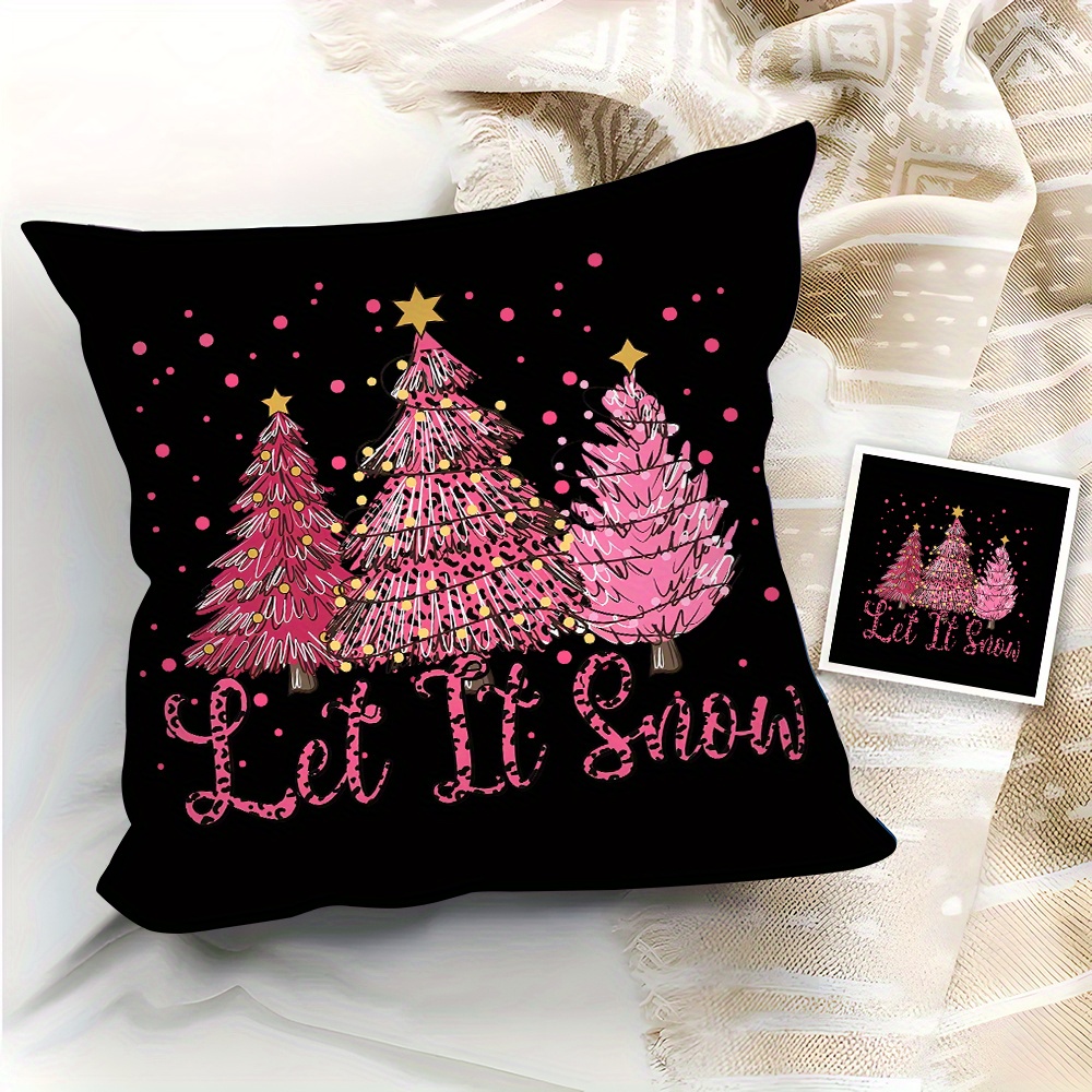 

Open 1pc Pink Christmas Tree, No Pillow , With Zipper Closure, Home Pillow Sofa Bedroom Study Pillow Comfortable , For Decoration, Gift For Family, Friends And