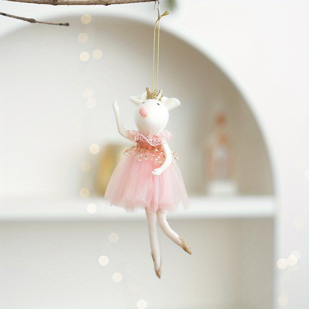 Image of 1pc Christmas Decoration New Product, Mesh Dress, Mouse Pendant, Creative New Year And Christmas Mousehanging Pendant Decorative Supplies