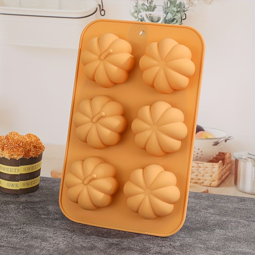 

6-cavity Silicone Pumpkin Mold - Durable Diy Baking And Crafting Mold For Fondant, Chocolates, Candies, Soaps, Candles, Resin - , Flexible, Easy-release Bakeware