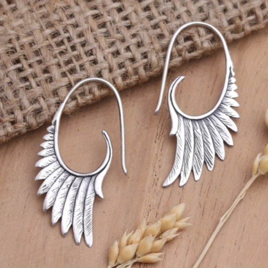 

2pcs Fashionable And Creative Wing Earrings Feather Earrings For Men And Women Jewelry Birthday Party Anniversary Gift For