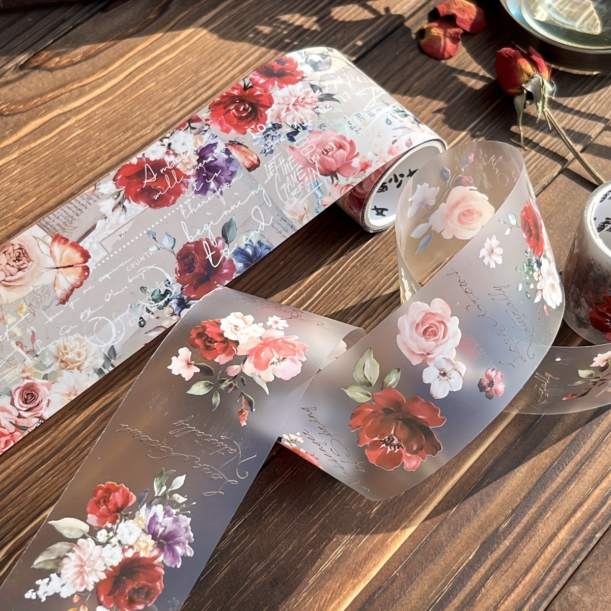 2pcs box   tape set flowers   retro misty floral hand account floral english words circulation stickers tape details 7