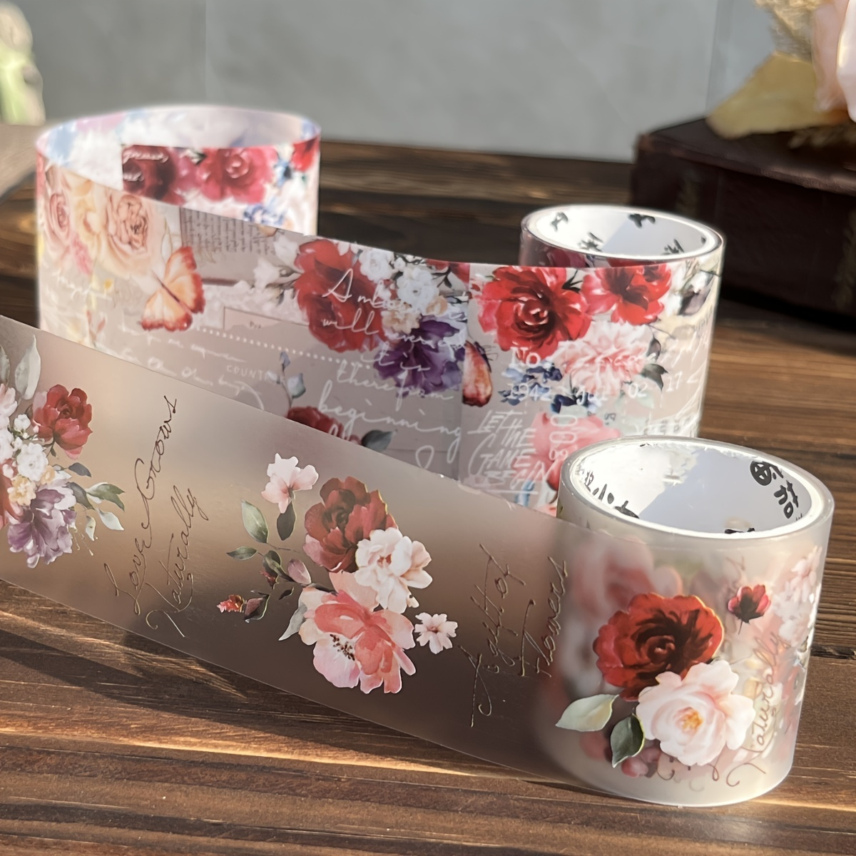 2pcs box   tape set flowers   retro misty floral hand account floral english words circulation stickers tape details 8