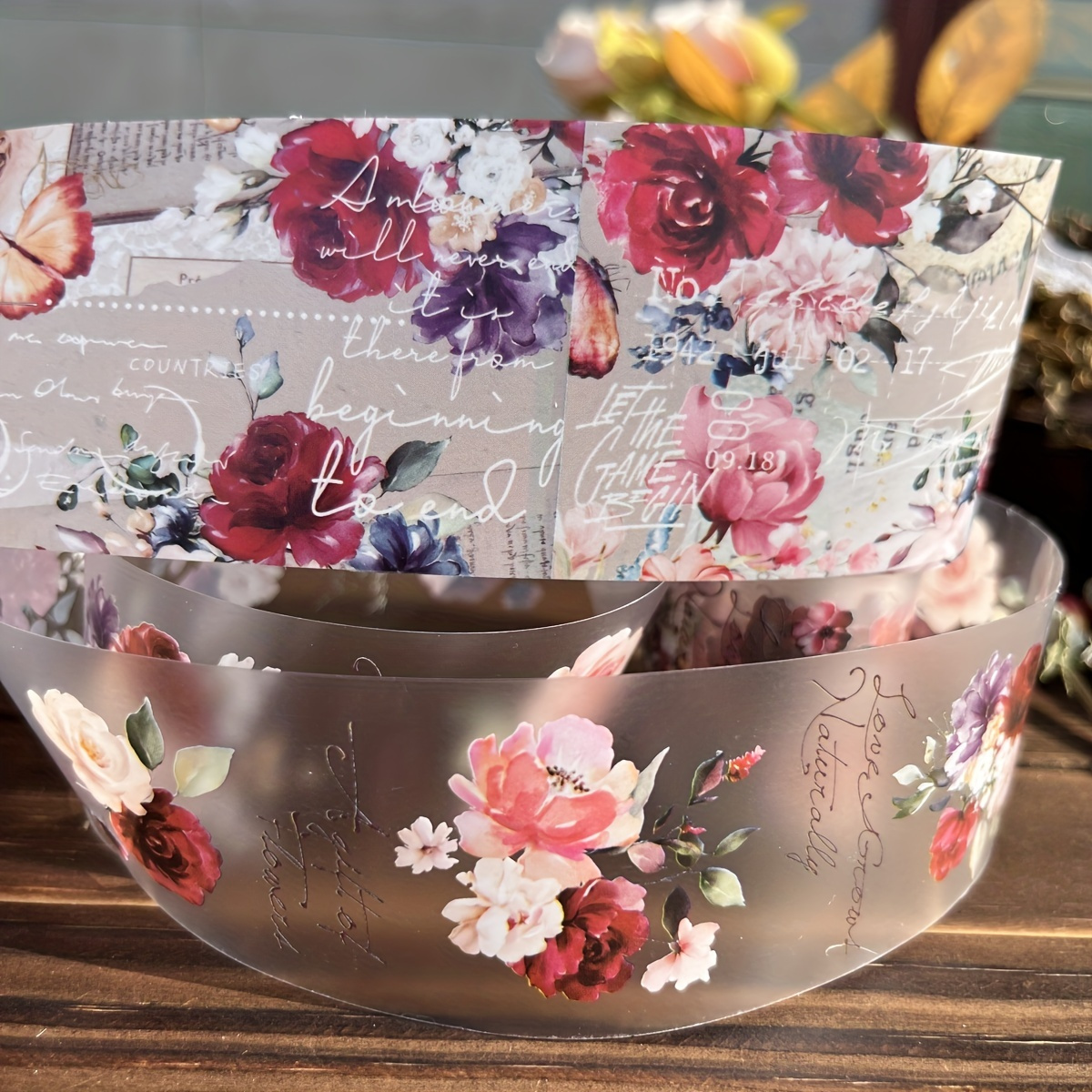 2pcs box   tape set flowers   retro misty floral hand account floral english words circulation stickers tape details 9