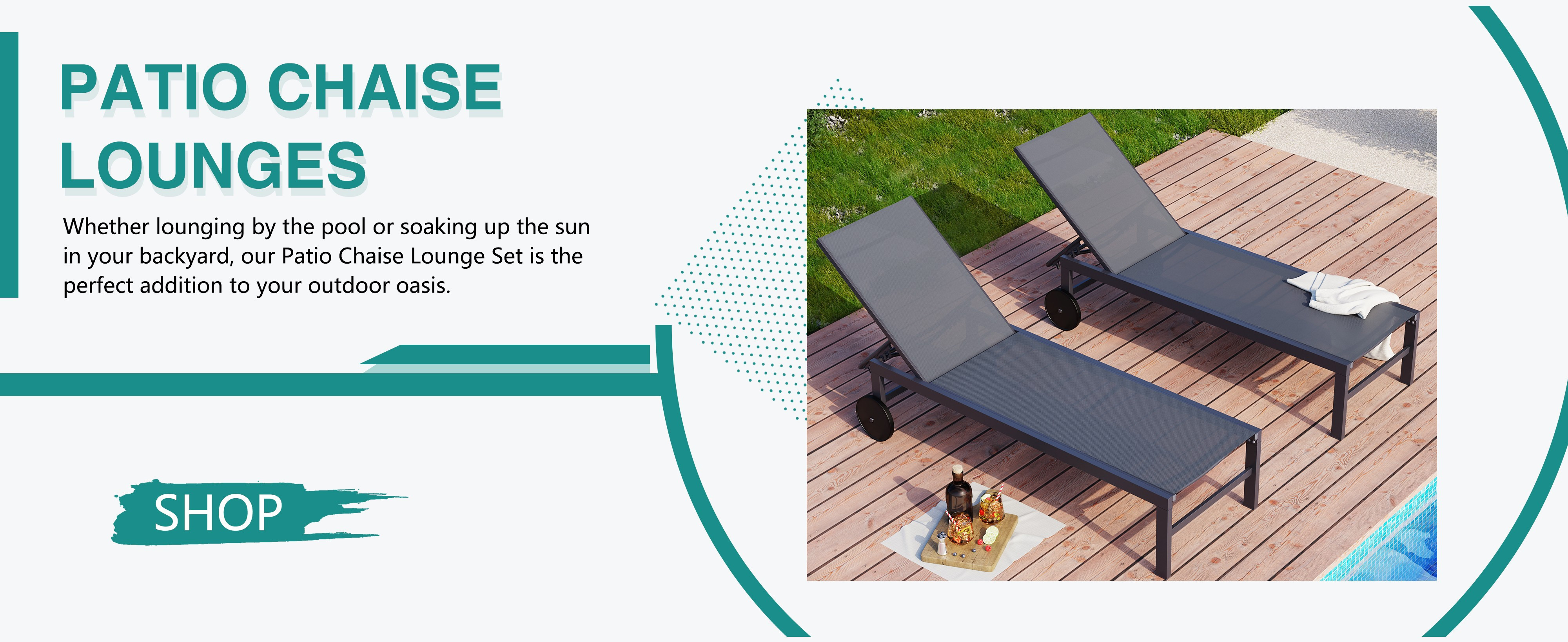 2pcs Aluminum Chaise Lounge Chairs with Wheels Outdoor Adjustable Recliner Five-Position and Full Flat All Weather for Patio, Beach, Yard, Pool
