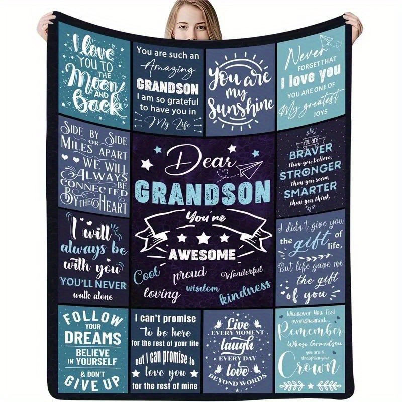 

Letter To My Grandson Granddaughter Blankets Souvenir Gifts Soft Portable Flannel Throw Blankets Bedspread