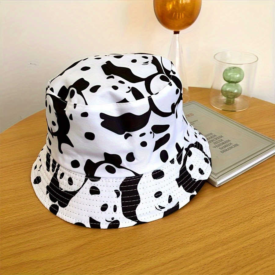 

Panda Print Bucket Hat For Men And Women, 100% Polyester, Sun Protection, Hand Washable, Outdoor Fishing Cap With Insect Repellent Function