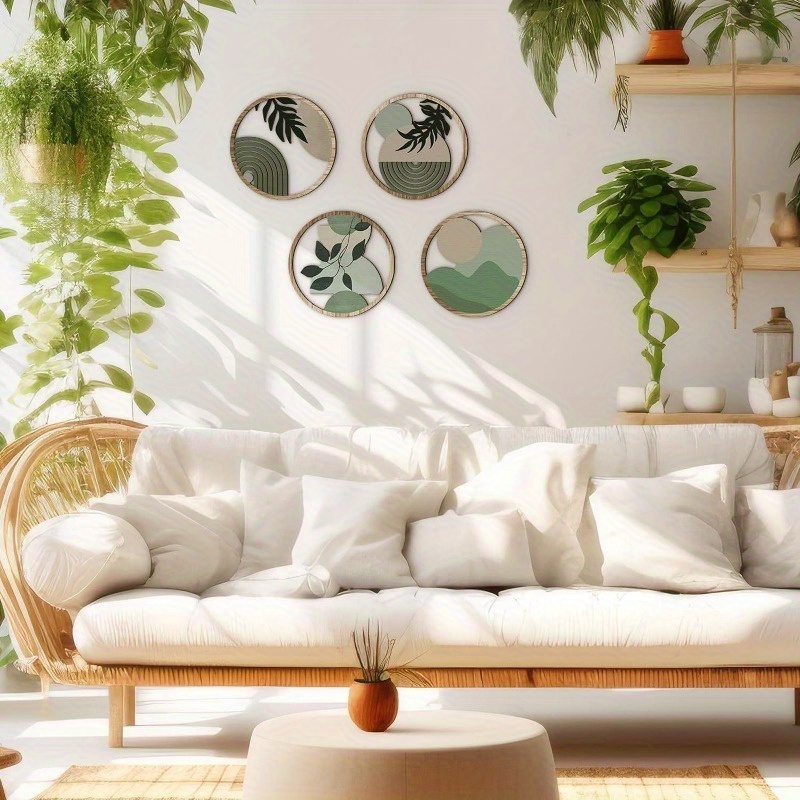 

Art Mural Boho- Vert avec Plantes et Fleurs - Décoration Rustique de Ferme, Pas d'Électricité Nécessaire, Polyvalent pour Toute Occasion