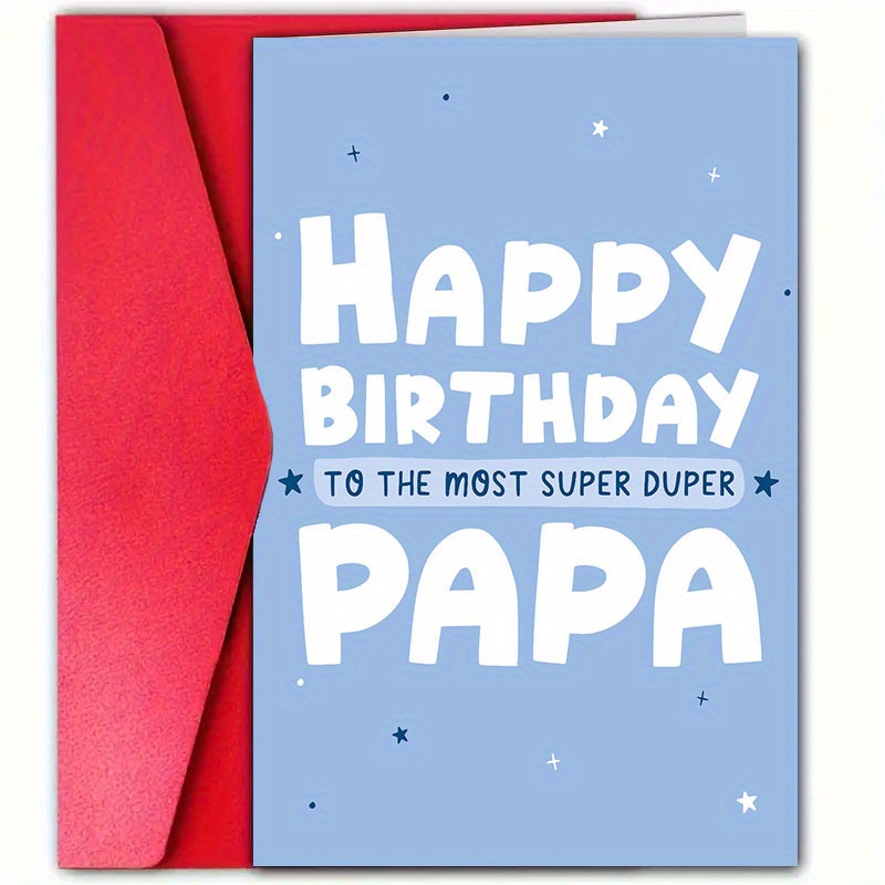 

Birthday Greeting Card For Papa - 1pc With Envelope, Paper Material - All Ages, Suitable For Anyone - Fun And Heartwarming Celebration Card For Fathers