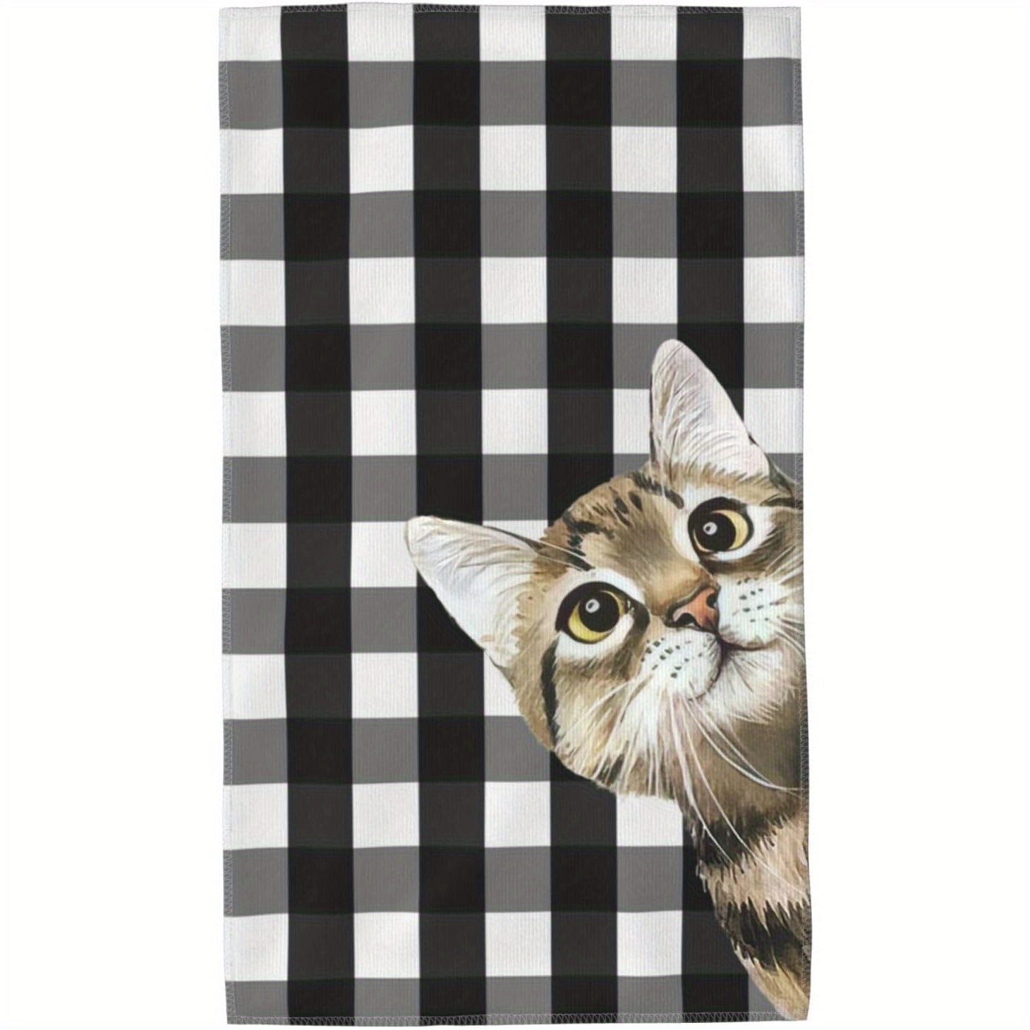 

Funny Cat Face Kitchen Towel - 18x26 Inch, Super Soft, Machine Washable, Polyester, Cartoon Style, Rectangular, Towel Cover