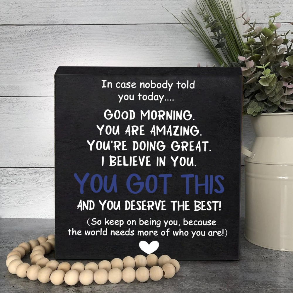 TEMU 1pc, Inspirational Sign, Box Desk Decor, Decorative Sign Table Decor, Affirmation Wood Plaque, Office Gift, Gift For Coworker , And The