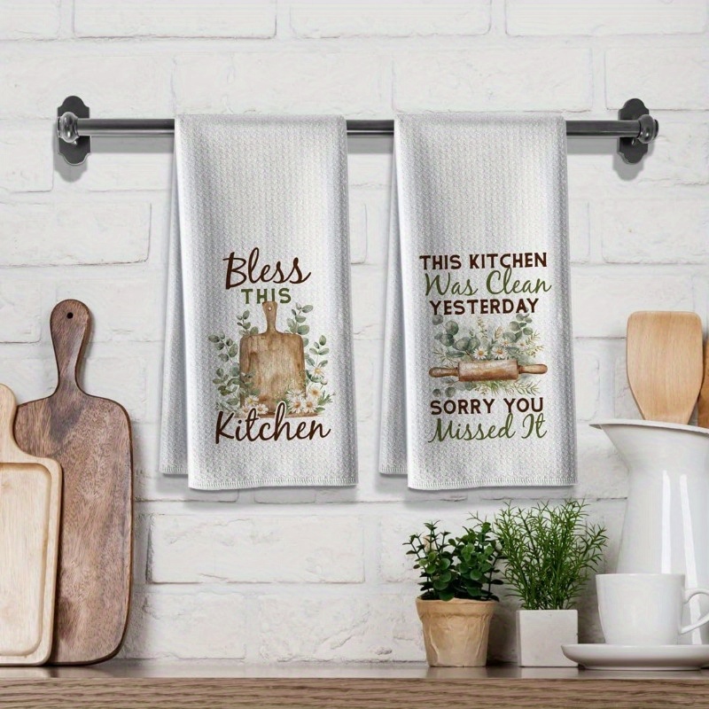 

2pcs 18x26inches Kitchen Dish Towels Funny Element For Facial Towel Party Decoration Funny Quotes Faith Pattern