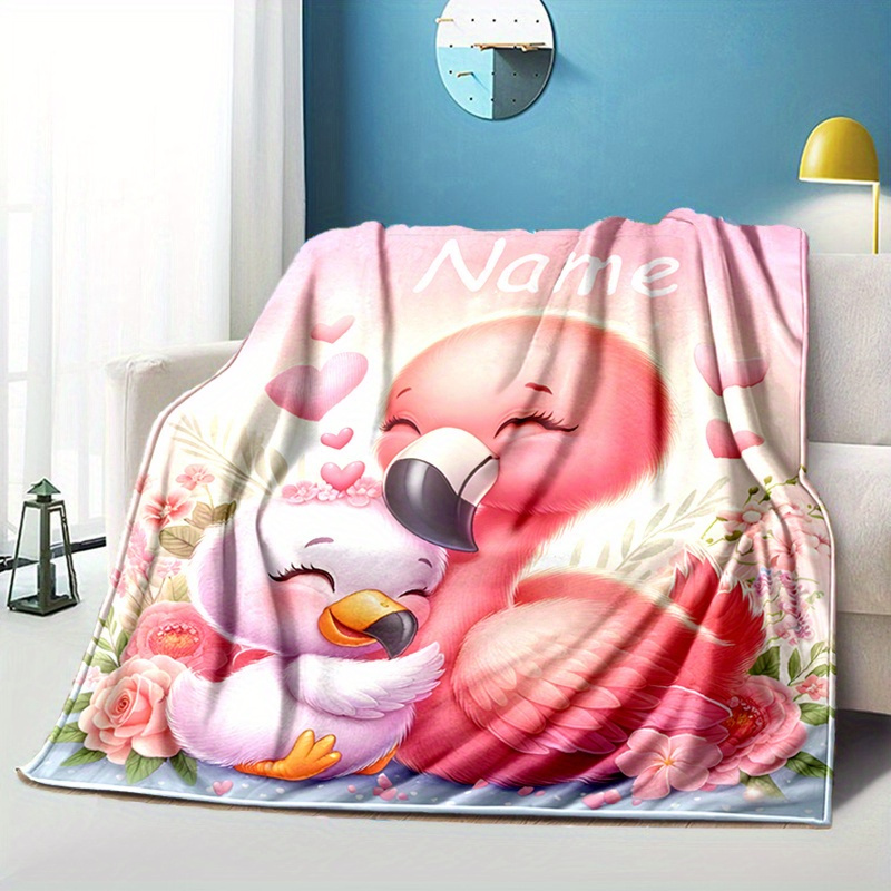 

Personalized Flamingo Blanket With Custom Name - Soft, Warm & Cozy For Bed, Sofa, Picnic | Perfect Christmas & Gift