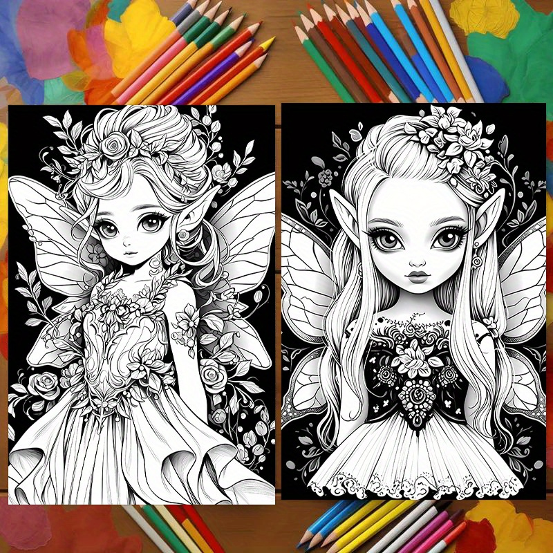 Fantasy Fairy Coloring Book 22 Pages Teens Adults Art Craft