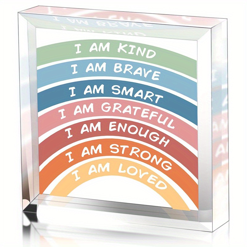 TEMU Inspirational Desk Sign - ' , , ' Affirmations - Motivational Quote Decor For Home, , Or Girls Room