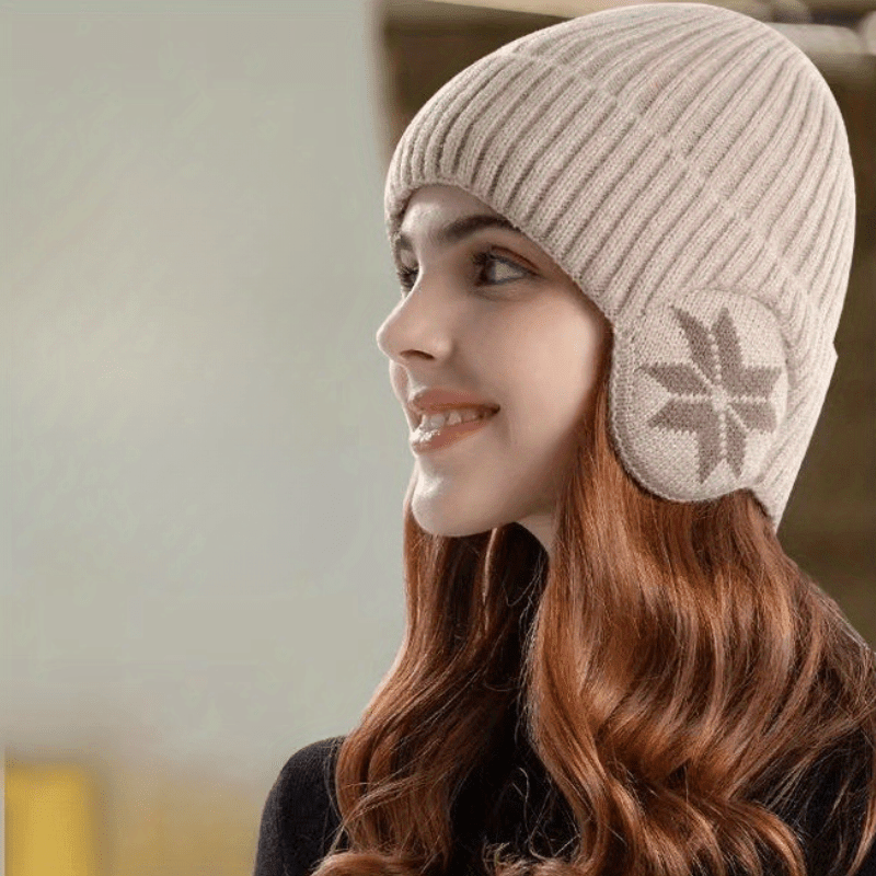 

[popular ] Knit Beanie With Ear Flaps - Windproof, Hat For , Gift, Christmas Gift