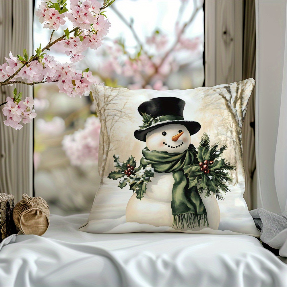 

[top-] Snowman Christmas - , For Sofa & Bed Decor, Washable ( Not Included)