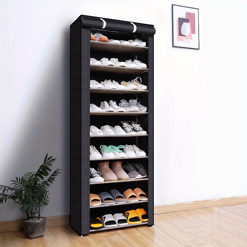 

1 Piece 9-layer Large Capacity Shoe Rack Organizer, Entry Shoe Rack Space Saver With Dust Cover, Suitable For Home Shoe Racks And Closets, Steel Pipe , Easy To ,