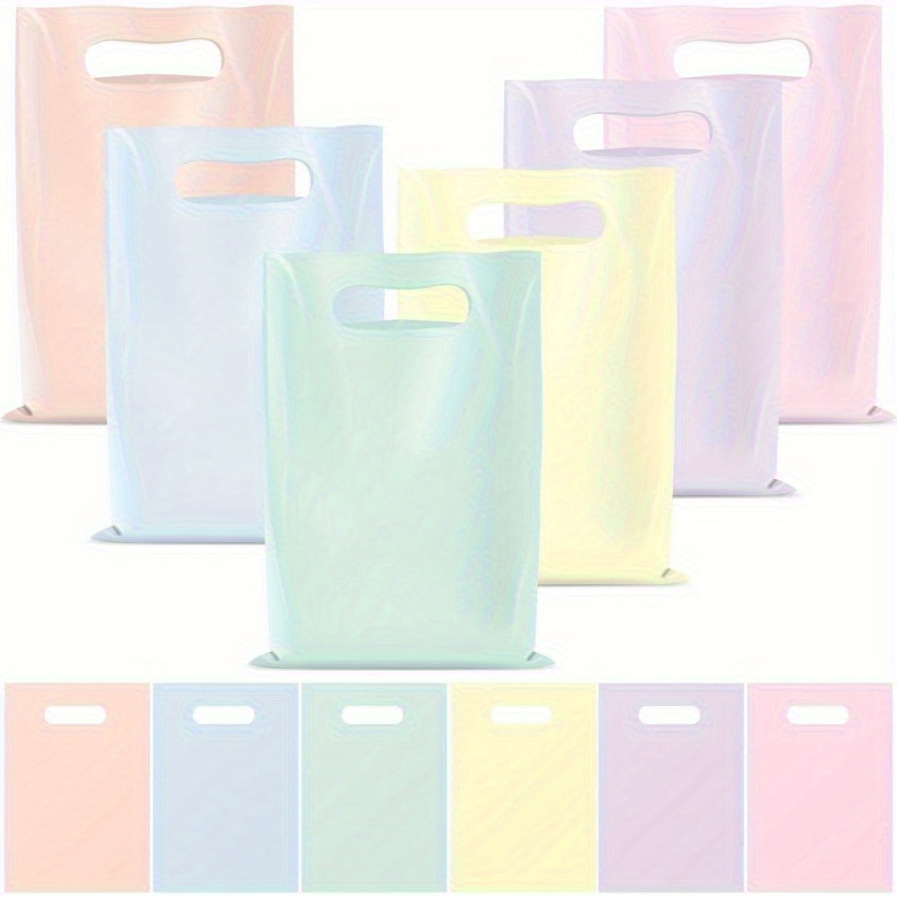 

60/ 120 Pack Plastic Pastel Gift Bags Bulk Pastel Treat Bags With Handles Pastel Rainbow Bags Party Favor Bags For Birthday Wedding Party Decorations