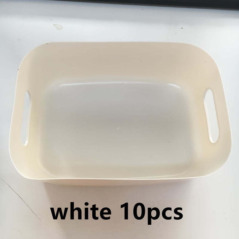 10pcs Stackable Storage Baskets With Handles - Durable Plastic Organizer Boxes For Kitchen, Bathroom & Bedroom - Space- Organization Bins For Towels, Toiletries, Utensils & More, , Easygrip Handles