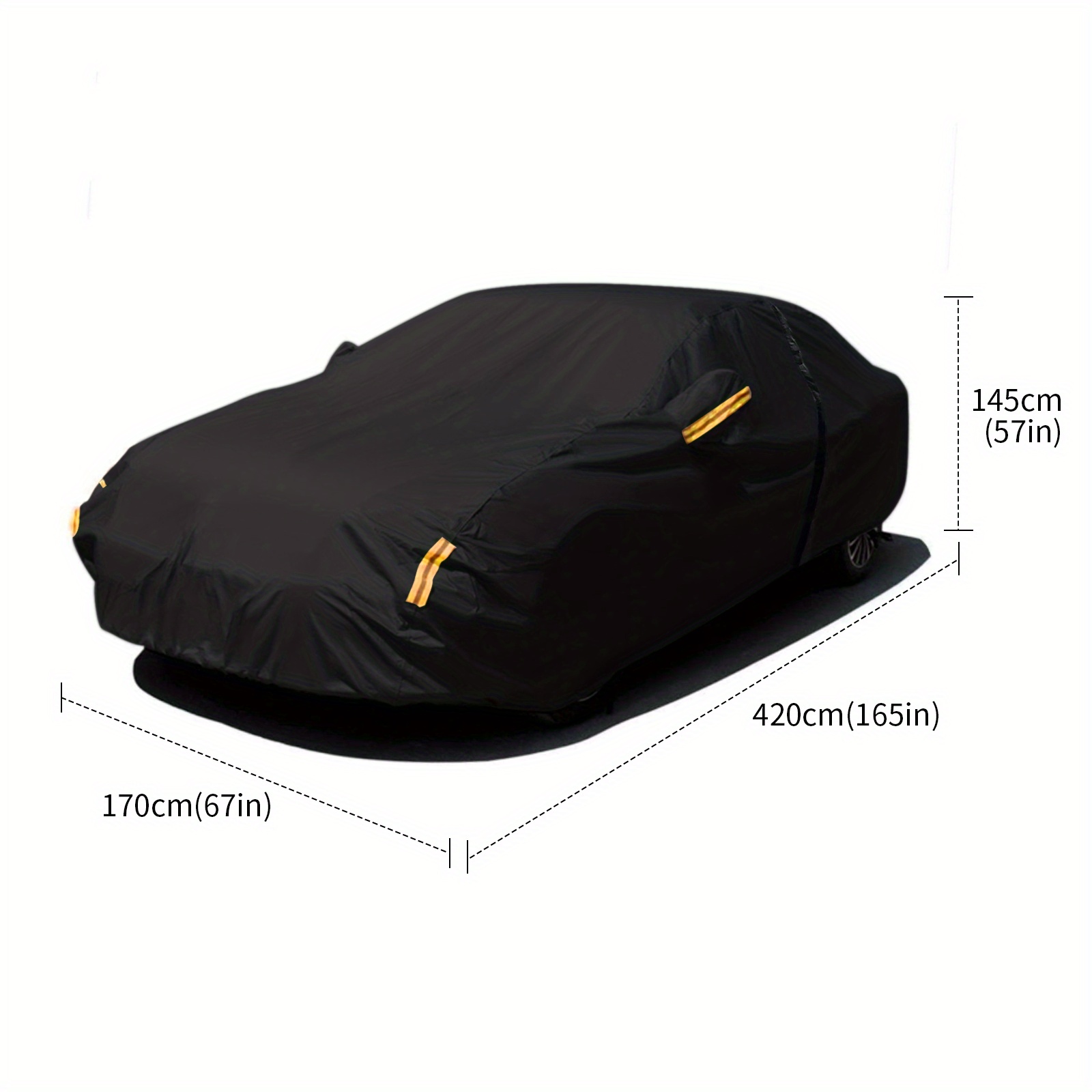 TEMU Housse de Voiture NEVERLAND 420 cm, Protection Intégrale de Garage avec Bandes Réfléchissantes et Attaches à Fermeture Éclair