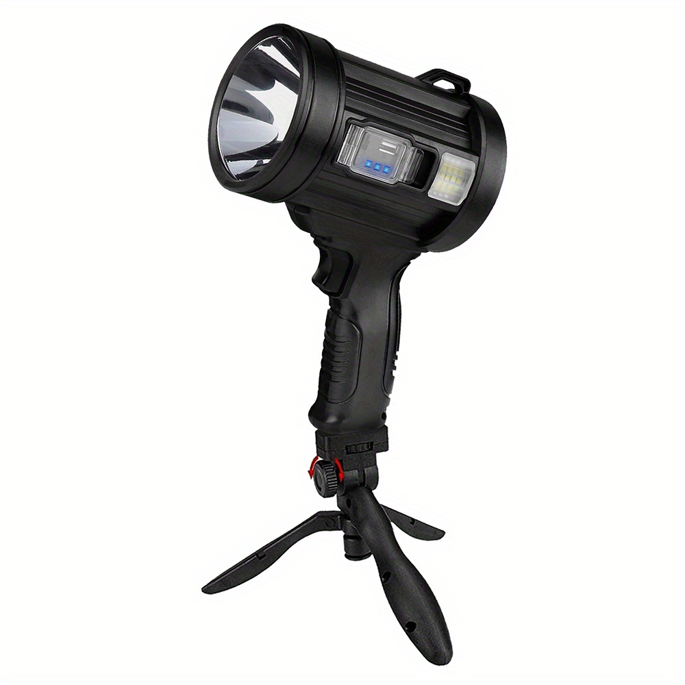 

Handheld Led Searchlight Usb&solar Charging Spotlight 200000 Lm With Side Light For Boating Camping With Bracket