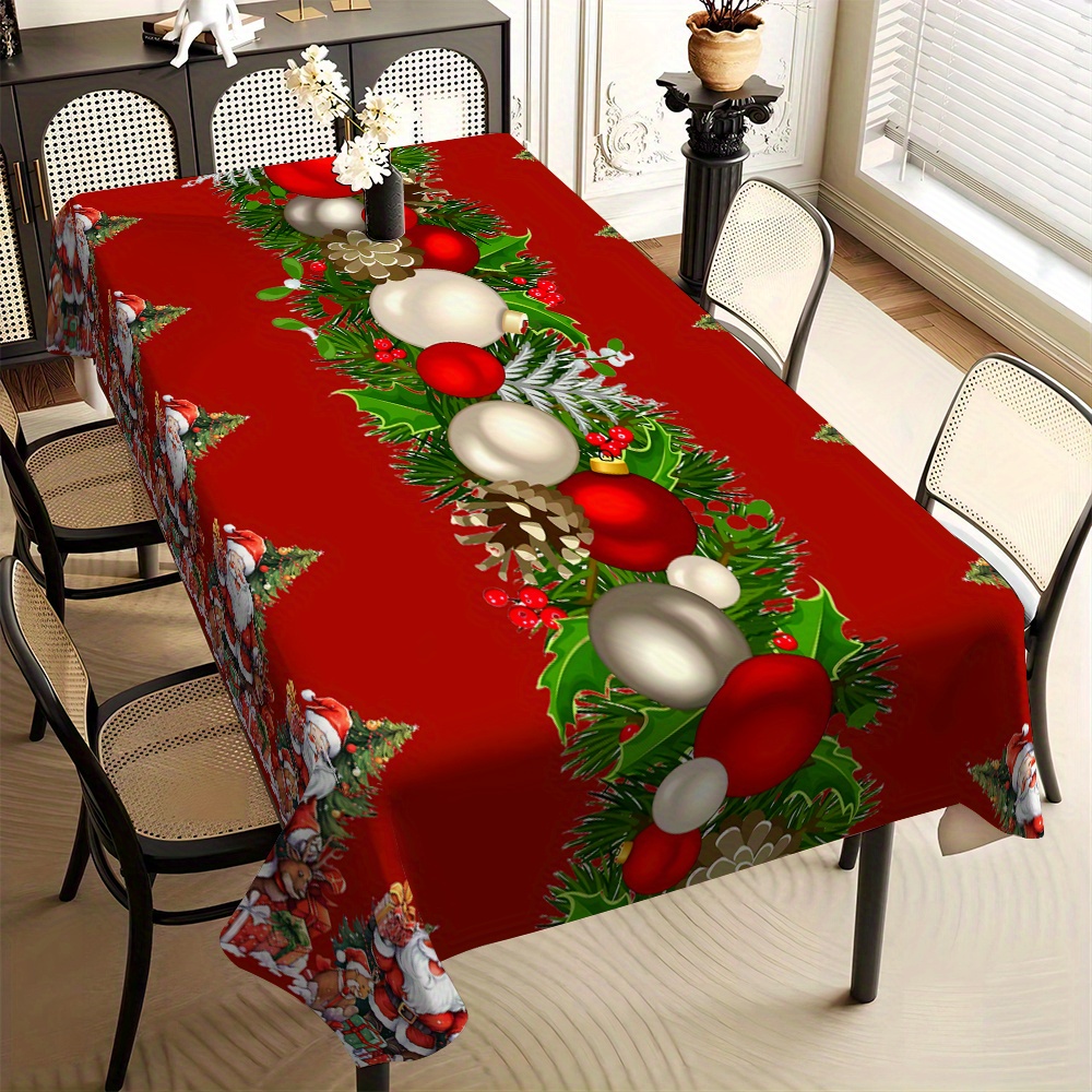 

Christmas-themed Tablecloth - Stain & Water Resistant, Holiday Dining, Parties, Weddings, And Gifts - Polyester, Rectangular