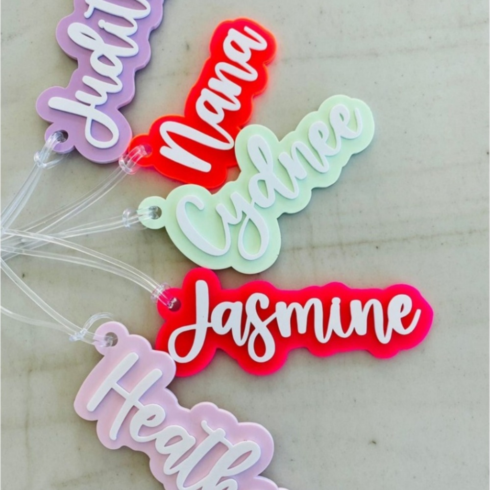 

Custom Acrylic Keychain & - 3d Personalized Name Label For Backpacks, Lunch Boxes, Luggage & Diaper Bags