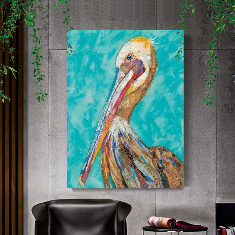 

1 Pc Wooden Framed Pelican Design Canvas Painting (1)thickness 2.25cm/ 0.9inch Wall Art Prints Poster Wall Picture Decor For Home Gifts, Living Room, Bathroom, Bedroom, Kitchen