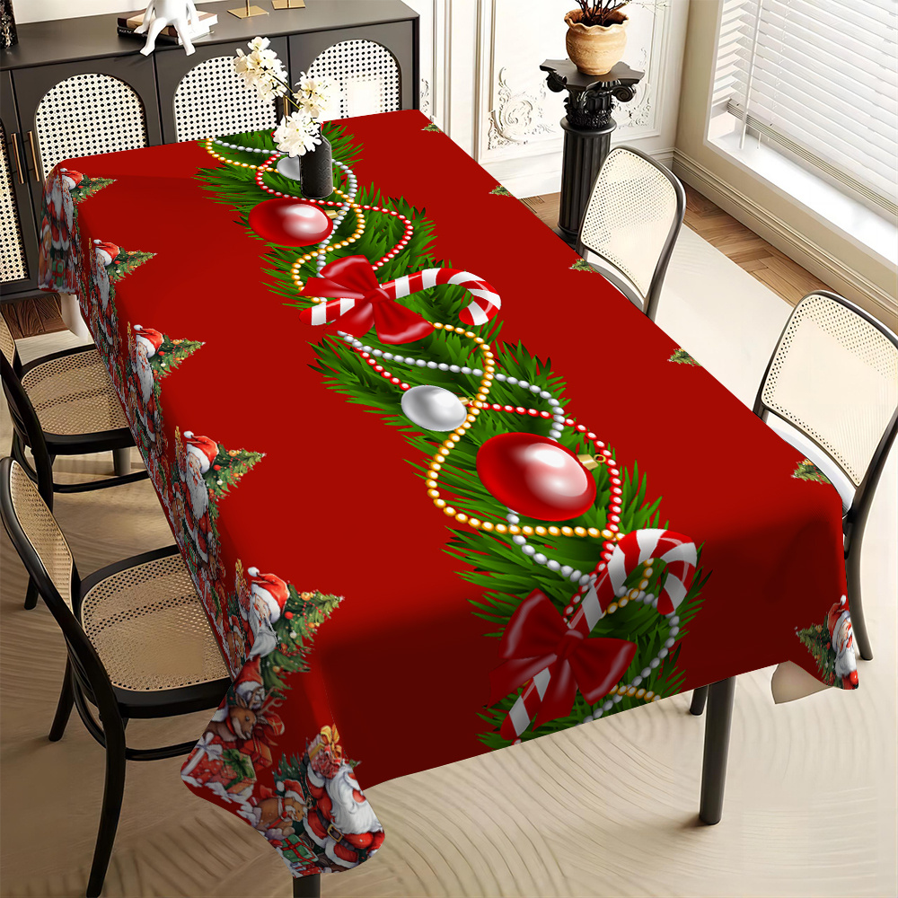 

Christmas-themed Tablecloth - Stain & Water Resistant, Holiday Dining, Parties, Weddings, And Gifts - Polyester, Rectangular