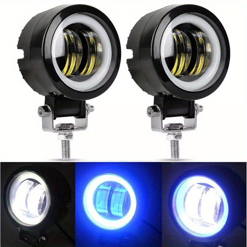 TEMU Led Halo Lights 2pcs | Angel Eyes For Motorcycles And Cars | Black Casing | | 12v Hardwired | Visibility Safety Features, Car Halogen Lights | Round Halo Lights | Sleek , Car Halo Lights