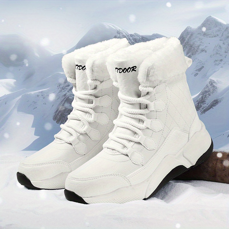 

Women's Winter High-top Warm Snow Boots, Outdoor Waterproof Fleece Boots