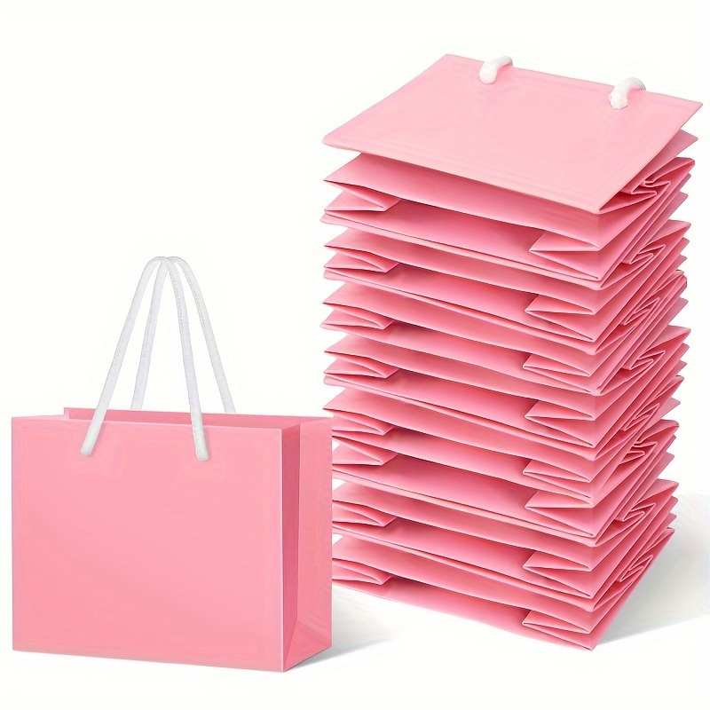 

20pcs Pink Kraft Mini Gift Bags With Handles - Ideal For Weddings, Birthdays & Jewelry Storage (4x5x2 Inches) - Cute Small Business Packaging Supplies