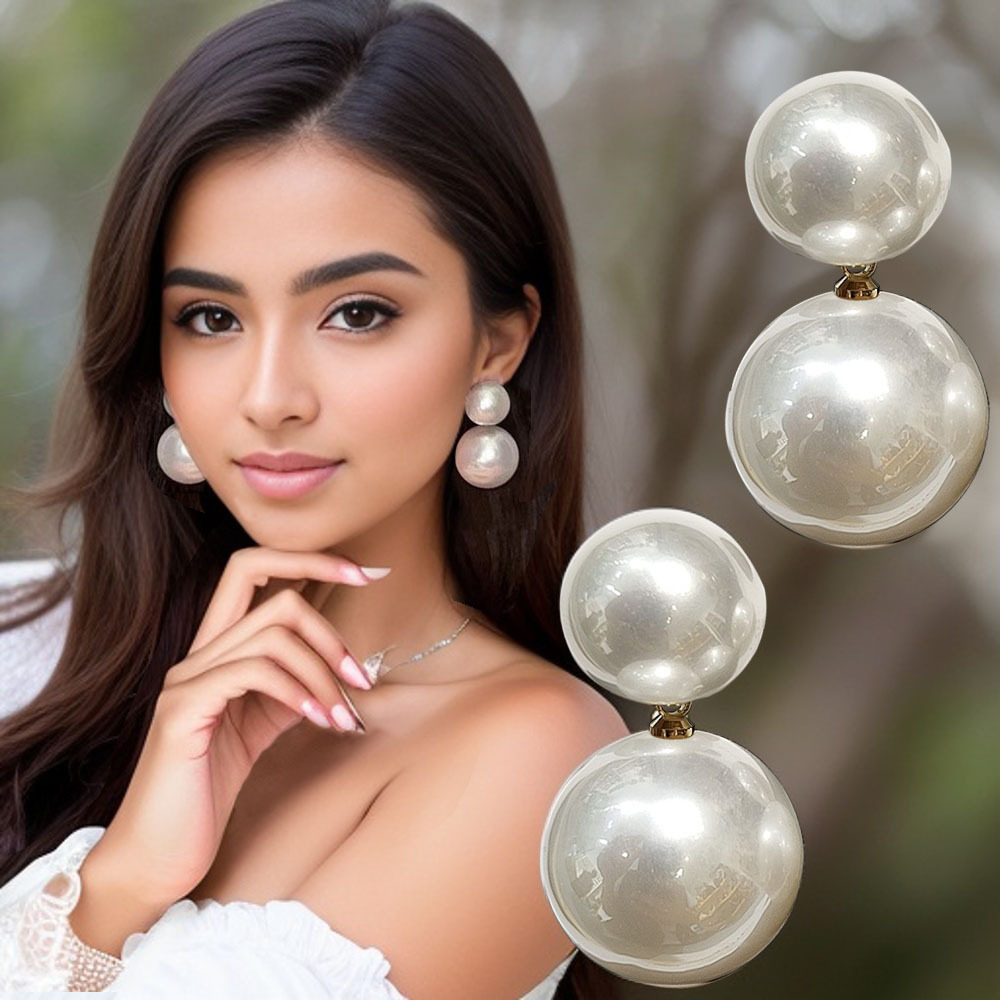 TEMU Chic Vintage-inspired Pearl Drop Earrings, White, 925 Sterling Silver Posts - Parties & , , Ideal Birthday Gift