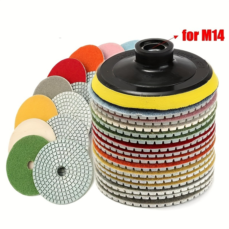 

17pcs Diamond Polishing Pad Set For Granite, Stone, Concrete & Marble - Non-electric Grinding And Finishing Kit