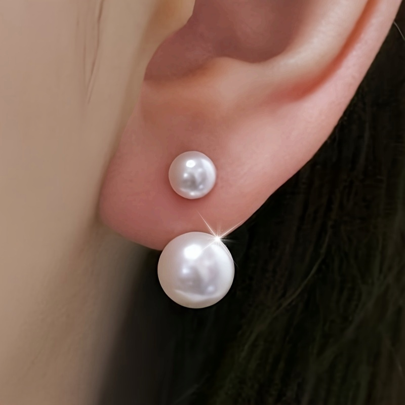 

Elegant Double-layer Imitation Pearl Design Earrings, Copper Jewelry, Classic Retro Style, Suitable For Summer Dating Women's Earrings