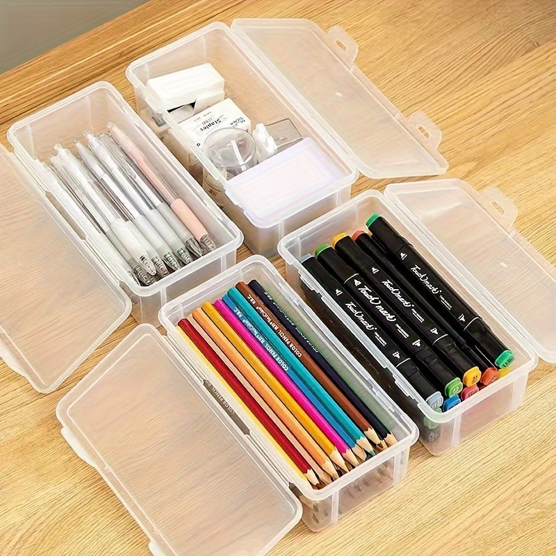 

4-piece Transparent Pencil Storage Case Set - Large Capacity Stationery Organizer For Pens, Pencils, Markers, And Crayons