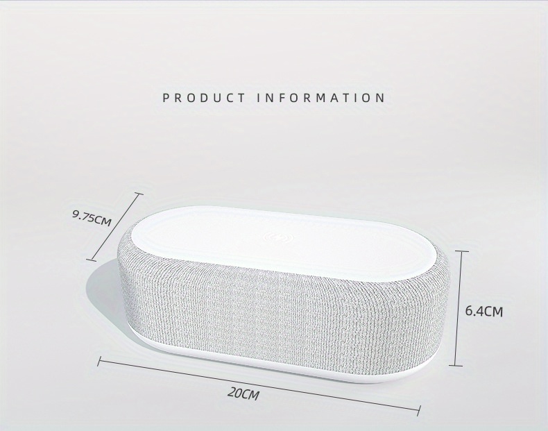 6 in 1 portable speaker and wireless charger with usb type c button control rechargeable lithium battery stereo audio output night light and alarm clock function details 15