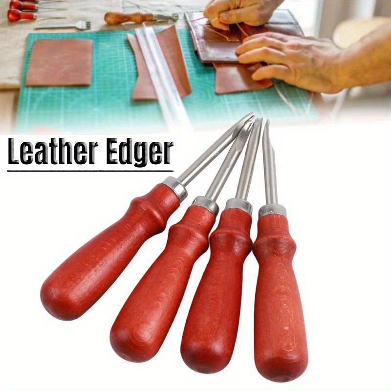 

4pcs Leather Edger, Professional Leather Beveler With Wooden Handle, 0. 8mm/ 1. 5mm/ 2mm/ 3mm 4 Sizes Tool For