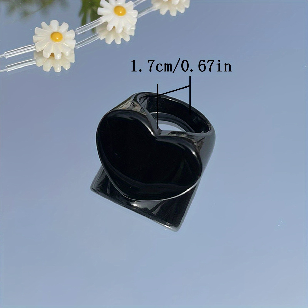 5pc Classic Pure Black Resin Ring Set for Women