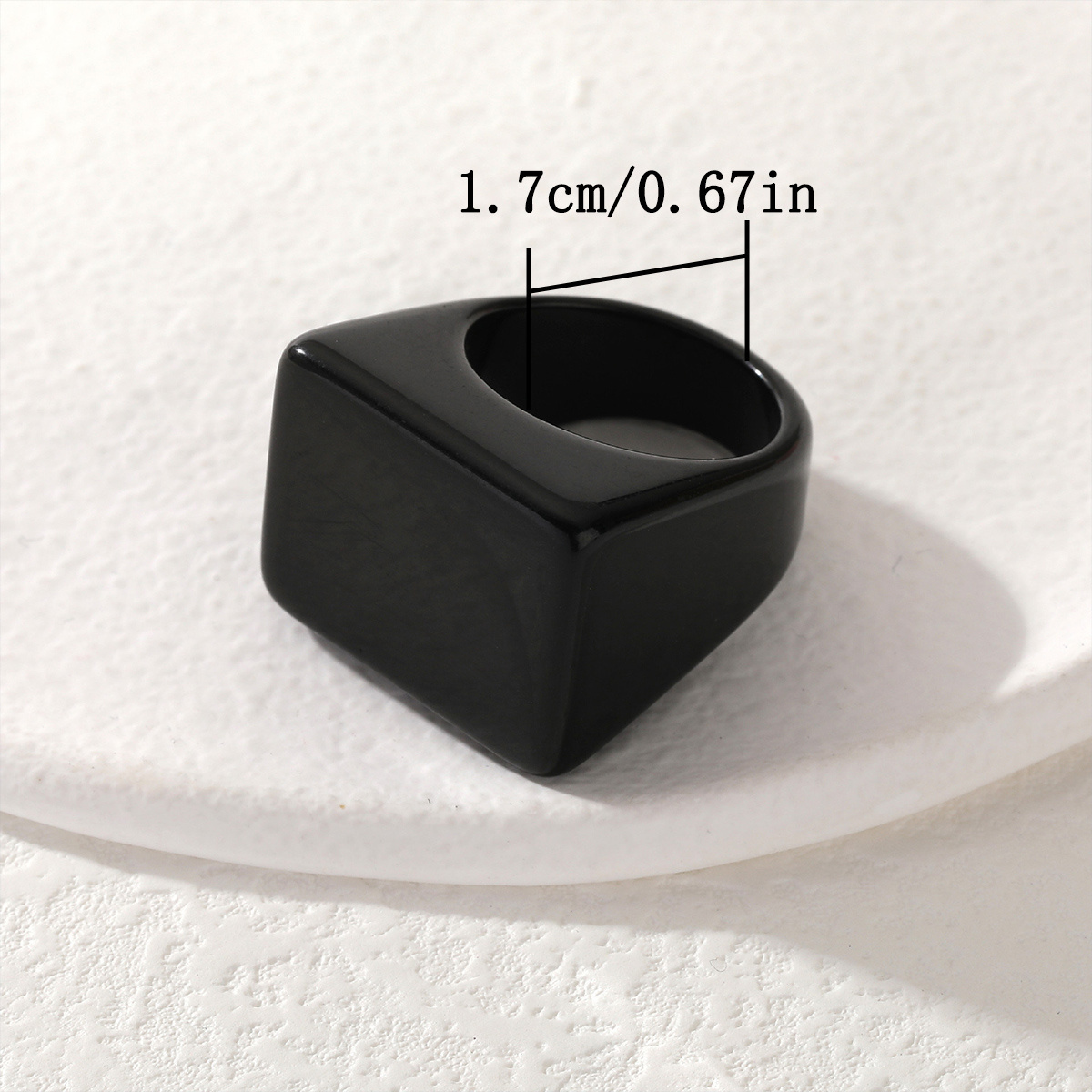 5pc Classic Pure Black Resin Ring Set for Women