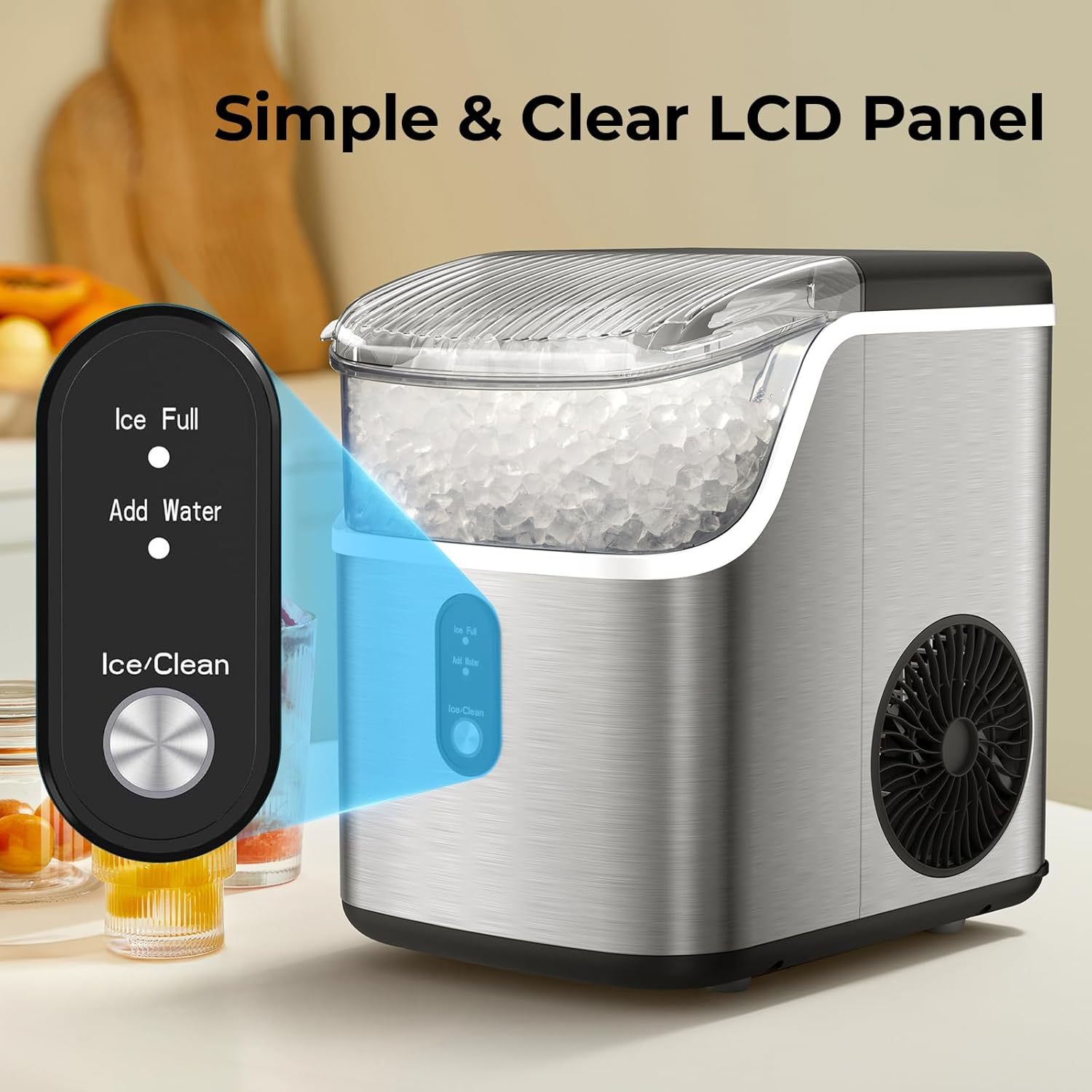  ice makers countertop 35lbs day pebble ice maker machine with ice self cleaning countertop ice maker with ice scoop and ice basket for home kitchen stainless silver details 6