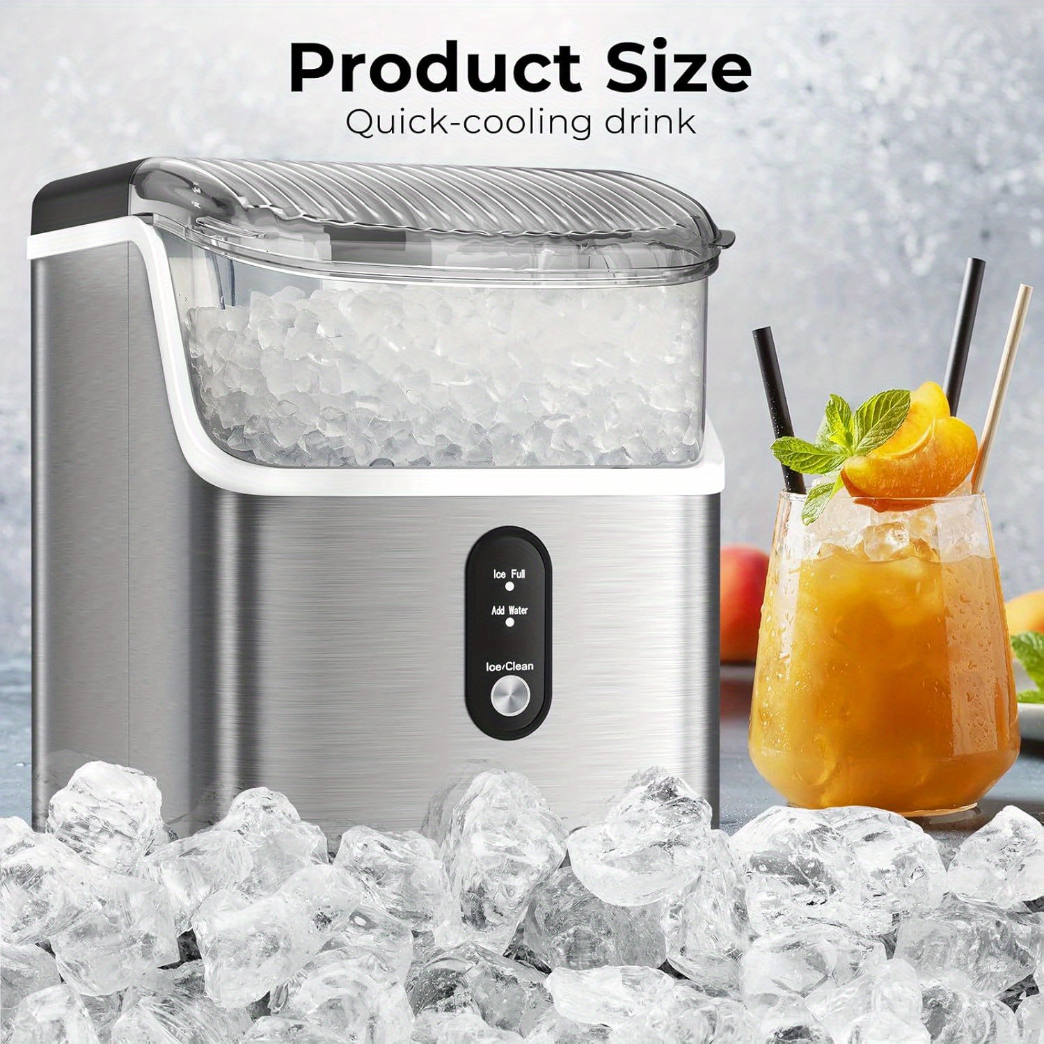  ice makers countertop 35lbs day pebble ice maker machine with ice self cleaning countertop ice maker with ice scoop and ice basket for home kitchen stainless silver details 0