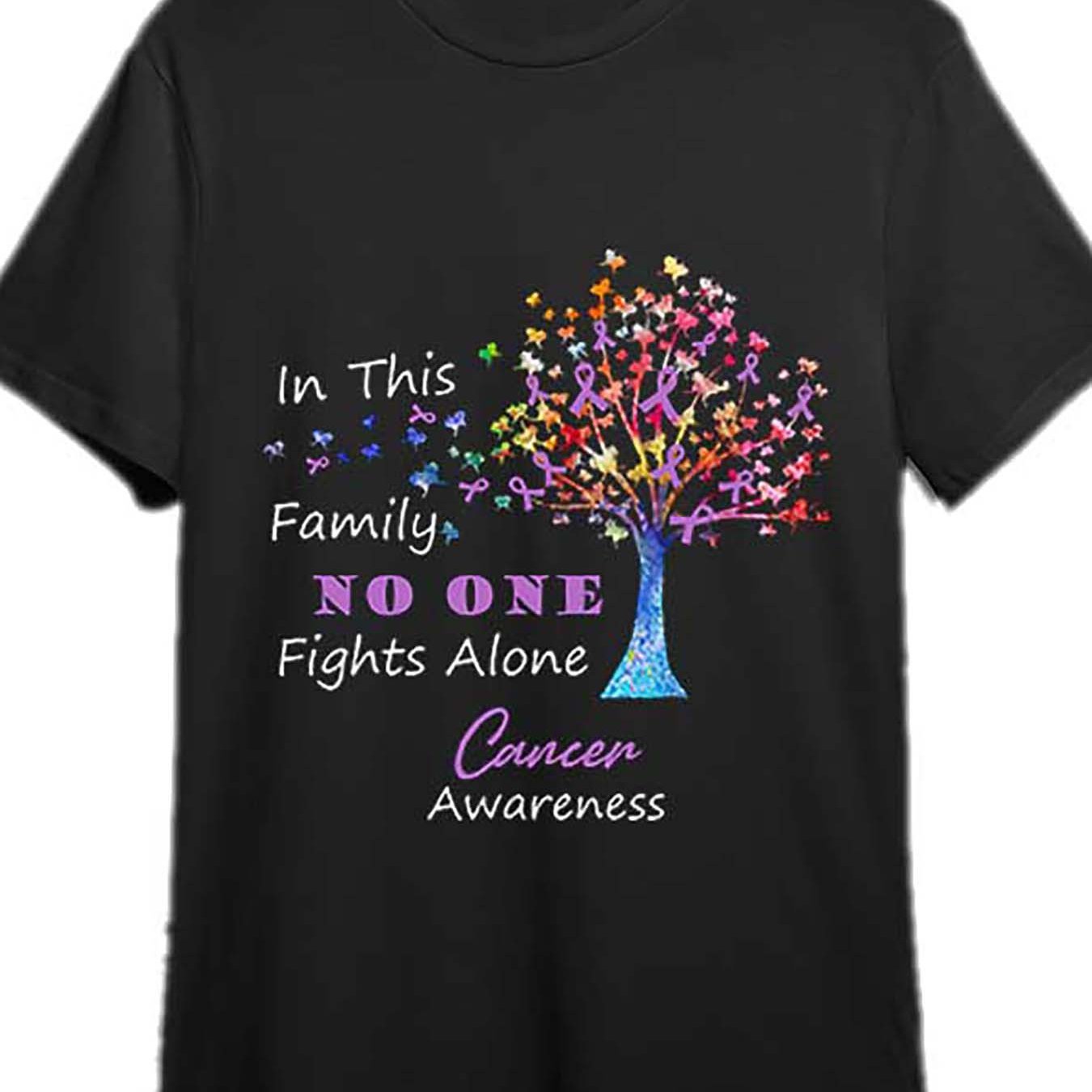 

Cancer Awareness, No 1 , Tree Ribbon Awareness - Cancer Awareness - T-shirt Fun Men's Short Sleeve Graphic T-shirt Series Black Print