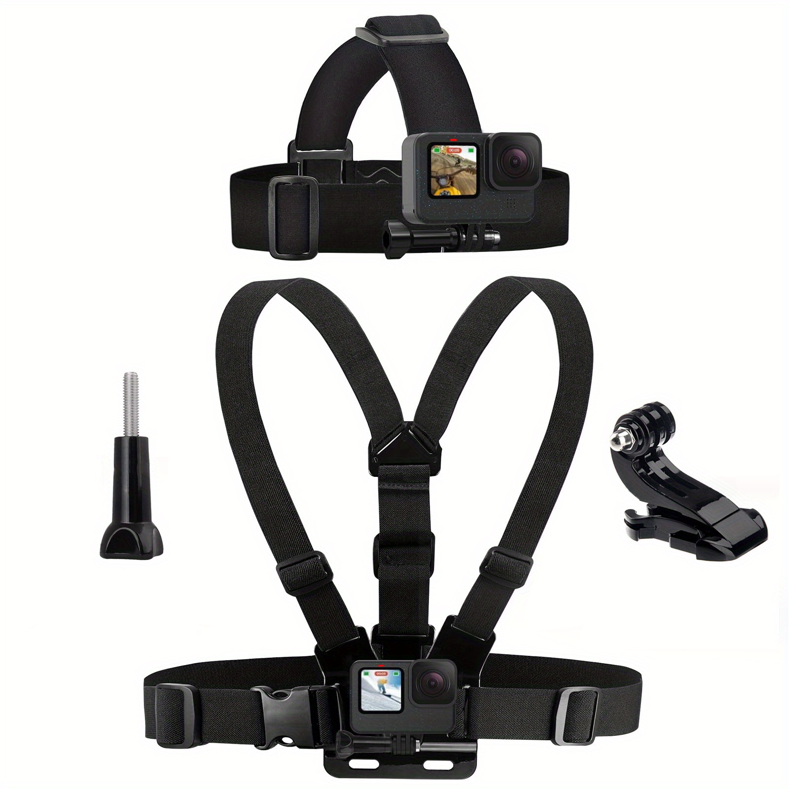 

Head Mount Strap Chest Mount Harness Kit Compatible With Gopro Hero 12, 11, 10, 9, 8, 7, 6, 5, 4, Session, 3+, 3, 2, 1, Hero (2018), Fusion, Max, Action Cameras