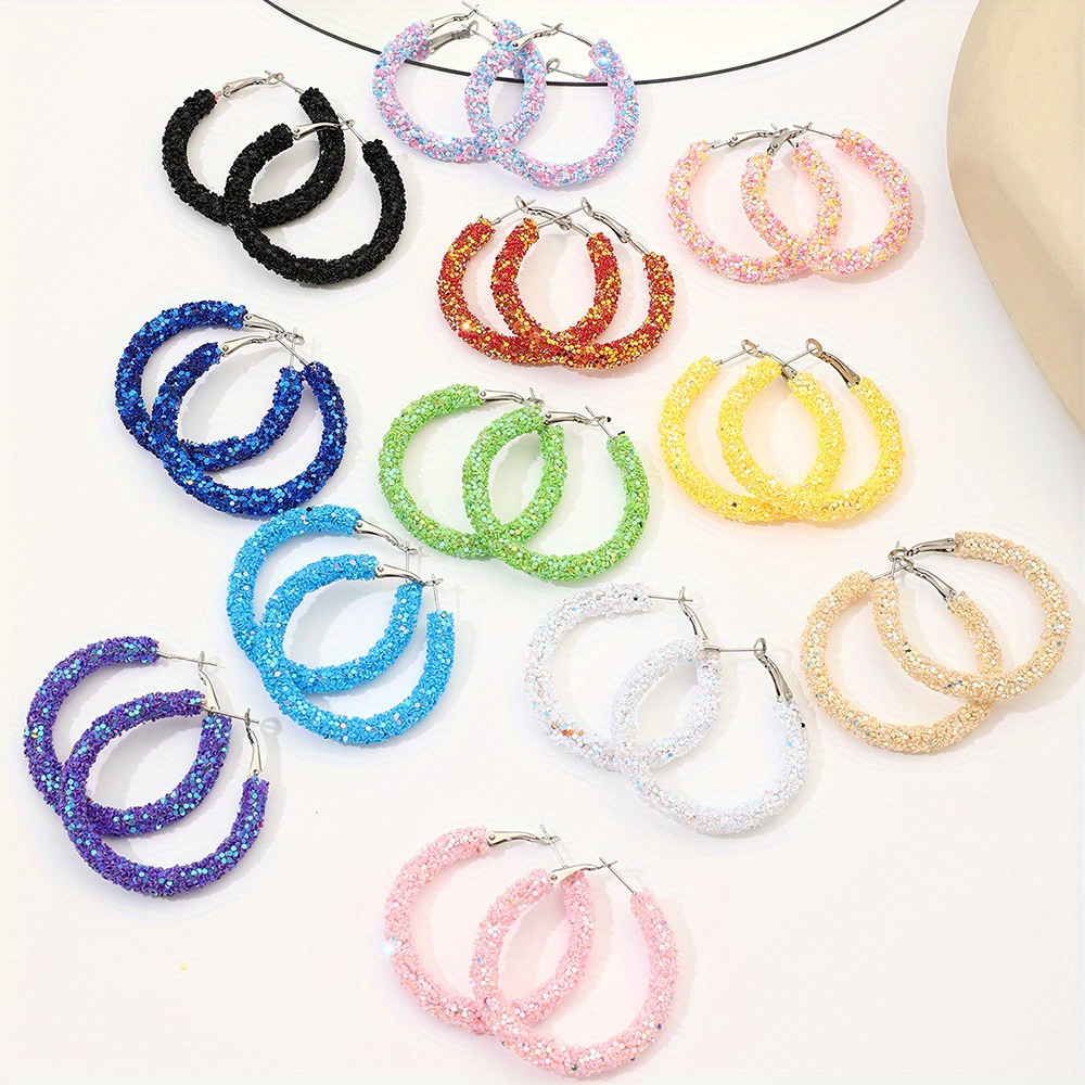 

12 Pcs/ Set Of Exquisite Colorful Hoop Earrings Shinning Crafted Circles Hoop Earrings Minimalist Design Candy-colored Ear Ornament Pretty Female Jewelry Perfect Gift For Christmas Thanksgiving Day