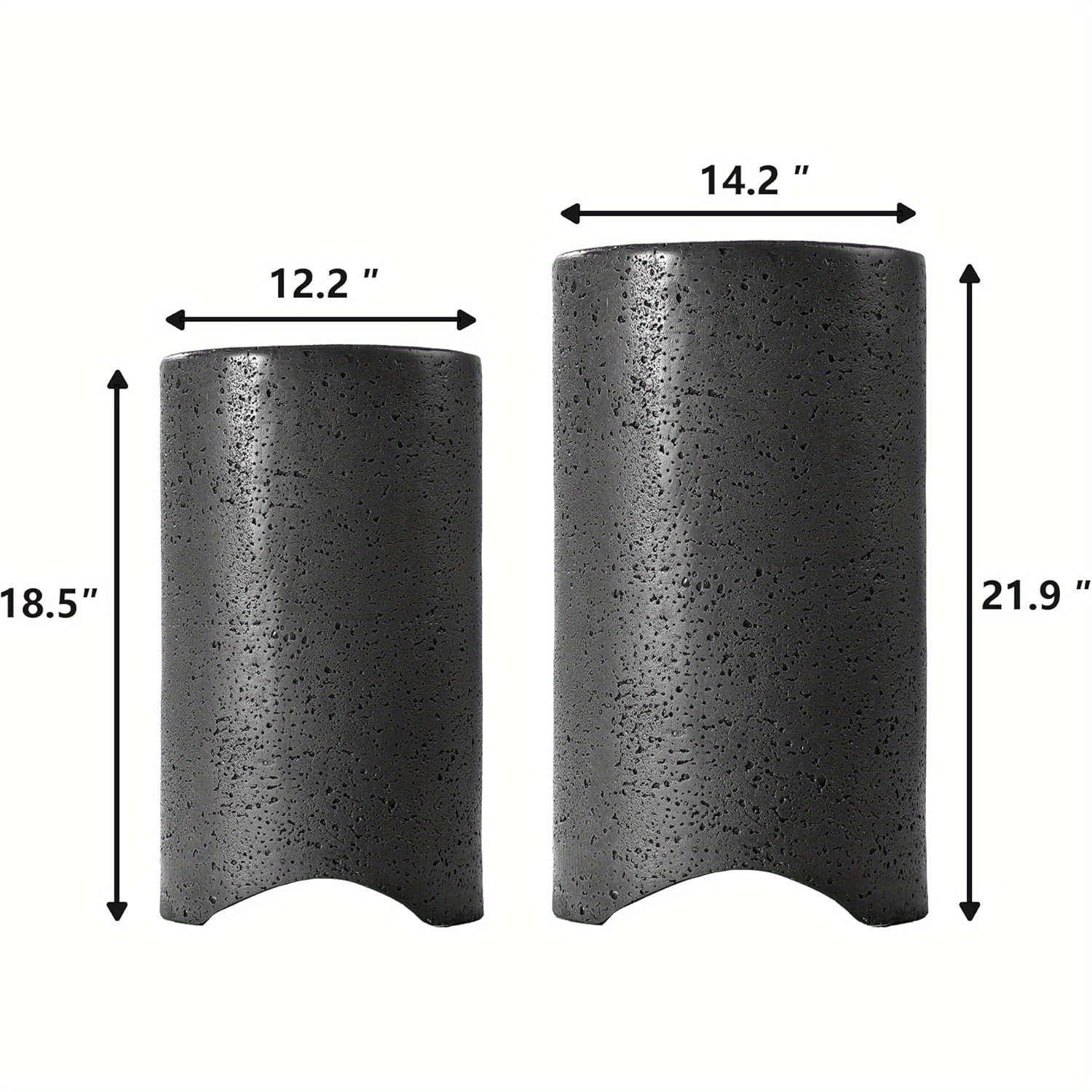 Set of Two Dark Concrete Side Tables, Perfect for Outdoor Use. These Nesting Tables Are 14 Inches in Diameter And Serve As Stylish Accent Tables for Your Patio. They Can Also Function As Garden Stools for Your Yard Or Pool Area