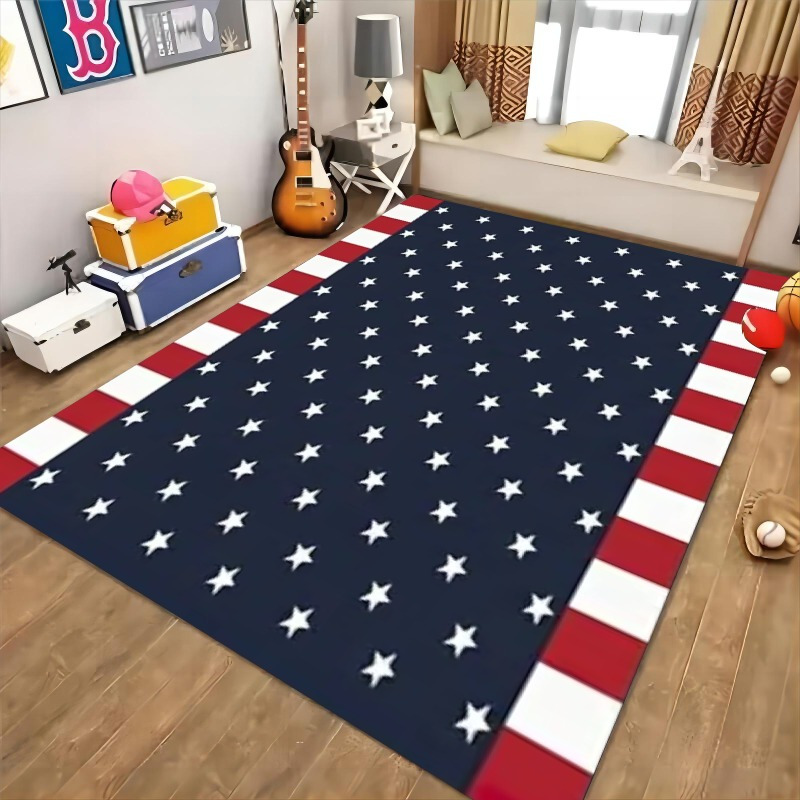 

American Flag Pattern Flannel Area Rug, Soft Absorbent Polyester Welcome Mat For Entryway, Bedroom, Living Room - Hand Wash Only, Non-slip Rug With Red, White, And Blue Stripes And Stars