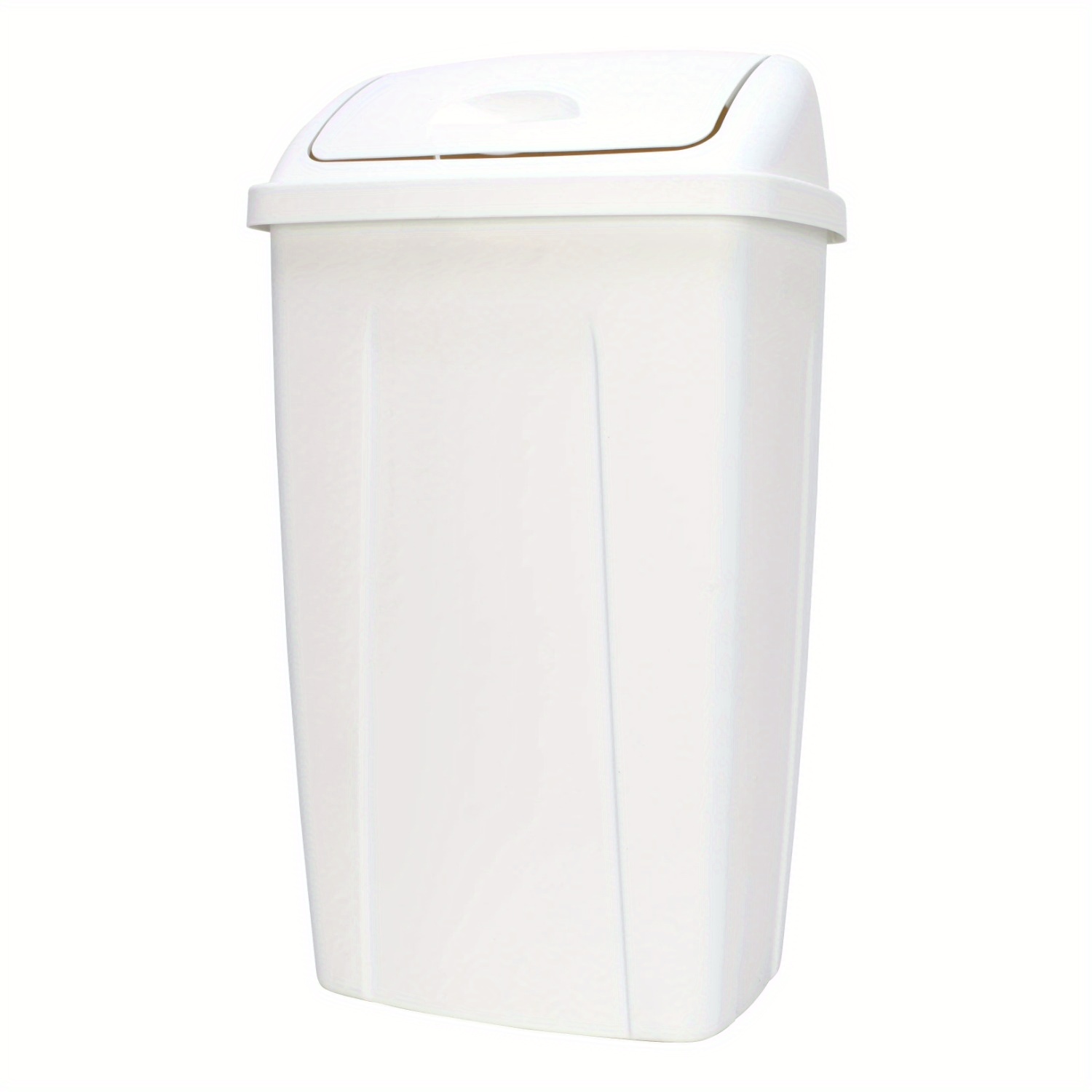 

13 Gallon Trash Can, Plastic Swing Trash Can, White